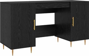 vidaXL Asztal polcokkal tárolóval Musta tammi 140 x 50 x 75 cm Faanyag