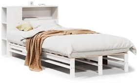 fehér tömör fa könyvespolcos ágy matrac nélkül 90 x 190 cm