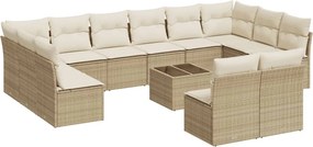 vidaXL 13 részes bézs polyrattan kerti ülőgarnitúra párnákkal