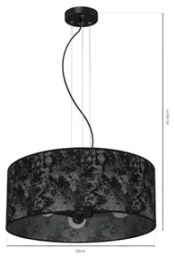 Csillár zsinóron SATINO 3xE27/60W/230V fekete/szürke