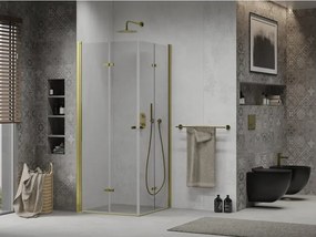 Mexen Lima Duo zuhanykabin összecsukható 90 x 90 cm, átlátszó, arany - 856-090-090-50-00-02