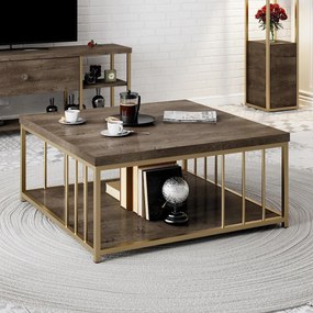 Dohányzóasztal Zenn - Walnut, Gold