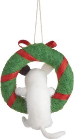 HANG ON filc karácsonyfadísz, kutya adventi koszorúval