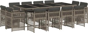 vidaXL 13 részes szürke polyrattan kerti ülőgarnitúra párnákkal