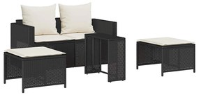 5 részes polyrattan kerti kanapé garnitúra párnákkal stackable