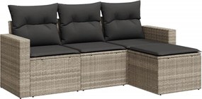 vidaXL 4 részes világosszürke polyrattan kerti ülőgarnitúra párnákkal