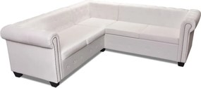 vidaXL 5 személyes fehér műbőr Chesterfield sarokkanapé