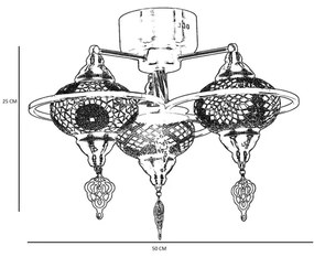 Felületre szerelhető csillár  YENI 3xE27/40W/230V réz