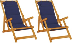 vidaXL Tengerparti szék párnával 2 pcs Barna x Tömör akácfa