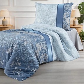 Charlotte kék pamut ágyneműhuzat TiaHome - 1x Párna 90x70cm, 1x Paplan 140x200cm