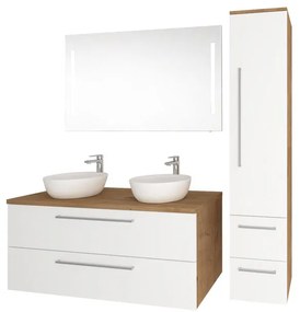 Mereo Mereo, Bino, fürdőszoba szekrény 121 cm, fehér-tölgy arlington, MER-CN673S