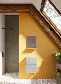 Perla 40cm-es egy ajtós fürdőszobaszekrény fényes fehér + mosdó