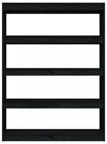 fekete tömör fenyőfa könyvszekrény/térelválasztó 100 x 30 x 135,5 cm