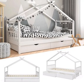 Ágy 2 konténerrál, fehér, ELISIA