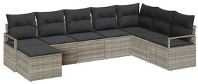 vidaXL Kanapé Szett párnával 8 pcs Világosszürke polirattan