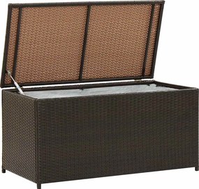 Barna Polyrattan Kerti Tárolóláda 100 X 50 X 50 Cm