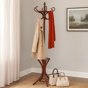 Fa ruhafogas állvány, sötétbarna, 185 cm