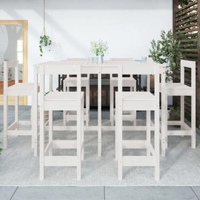 vidaXL fehér 7 részes tömör fenyőfa kerti bárszett