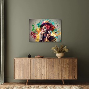 Kép - Női művész fejhallgatóval (üvegen) (70x50 cm)