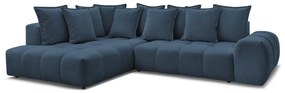 Sötétkék zsenília kinyitható-tárolóhelyes sarokkanapé (bal oldali-L alakú) Everest – Bobochic Paris