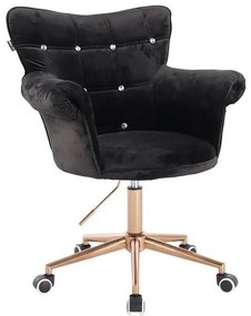 HR804CK Fekete modern velúr szék arany lábbal