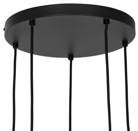 Art Deco lógólámpa fekete füstüveggel kerek 5-lámpás - Josje