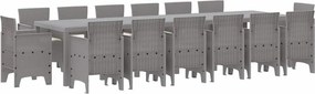 vidaXL Kert étkező szett 15 pcs Világosszürke Polt rattan