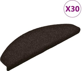 vidaXL öntapadós lépcsőszőnyegek 30 db sötétbarna félkör alakú, nagy