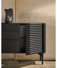 Fekete komód tölgyfa dekorral 200x86x45 cm Lenon – Kave Home