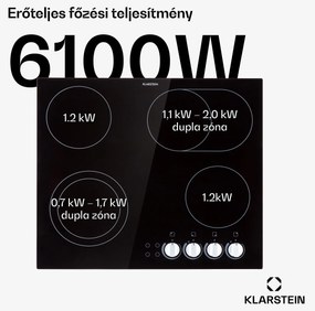 Klarstein EasyCook, üvegkerámia főzőlap, 6100 W, forgó szabályozó, fekete