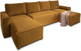 AKCIÓ Mustár színű U alakú ülőgarnitúra SMART COSARO 295x140 cm II. osztály