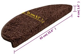 15 db barna lépcsőszőnyeg 65 x 21 x 4 cm