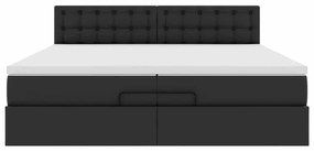vidaXL Ottomán ágykeret matraccal fekete 200x200cm műbőrrel