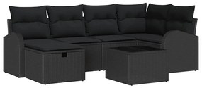 vidaXL Kerti Kanapé Szett 7 pcs Fekete 234 x 124 x 85 cm Poli rattan