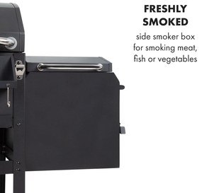 Kingsville Smoker, kombinált grill, gáz, szén, füstölő, 13,5 kW, 3 + 1 égő