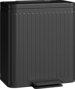 HOMCOM 2×20 L lábpedálos szemetes — 40 L kétrekeszes konyhai hulladékválogató, lassan záródó fedél, nyitva tartó funkció, kivehető belső vödrök, feket