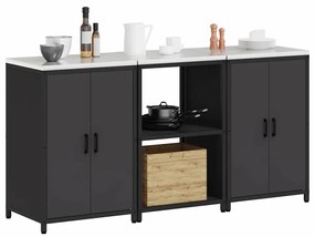 Konyhai Tároló Készlet polcokkal 3 pcs Fekete 180 x 50 x 92 cm