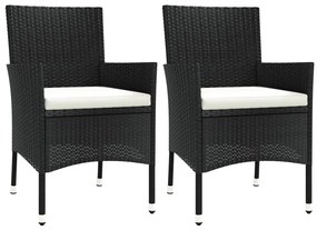 2 db fekete polyrattan kerti szék párnákkal (csak Egyesült Királyság/Írország/FI/NO)