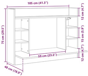 betonszürke szerelt fa falra szerelhető íróasztal 105x48x75 cm