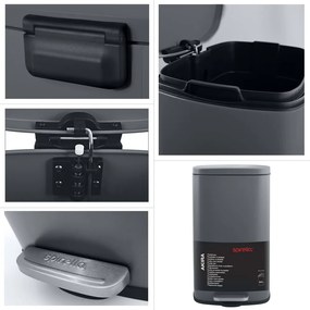 Sötétszürke acél pedálos szemetes 50 l Akira – Spirella