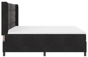 Boxspring Ágy Matrac és LED Fekete 200x200 cm Bársony
