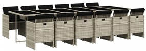 vidaXL 13 részes szürke polyrattan kerti étkezőgarnitúra párnákkal