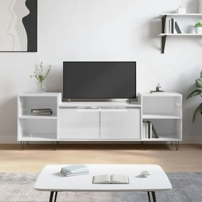 fehér magasfényű szerelt fa TV-szekrény 160x35x55 cm