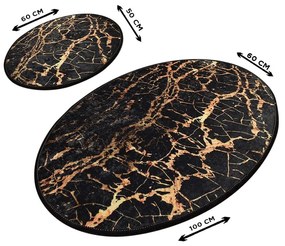 Gold Marble 2 db-os fekete ovális fürdőszobai kilépő szett - Foutastic