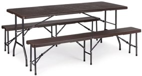 Catering készlet asztal + 2 pad 180cm Wooden Brown