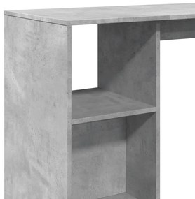betonszürke szerelt fa bárasztal polccal 124 x 46 x 103,5 cm