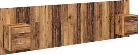 vidaXL Fejtámla Szekrénnyel fiókkal fejtámlával 3 pcs Öreg fa Faanyag