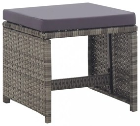13 részes antracitszürke polyrattan és akácfa étkezőszett