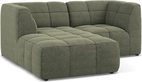 Zöld buklé sarokkanapé (bal oldali-heverő résszel) Aloha – Makamii