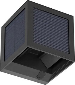 LED napelemes fali lámpa érzékelővel LED/9W/3,7V 3000/4000/6000K IP65 2600mAh fekete